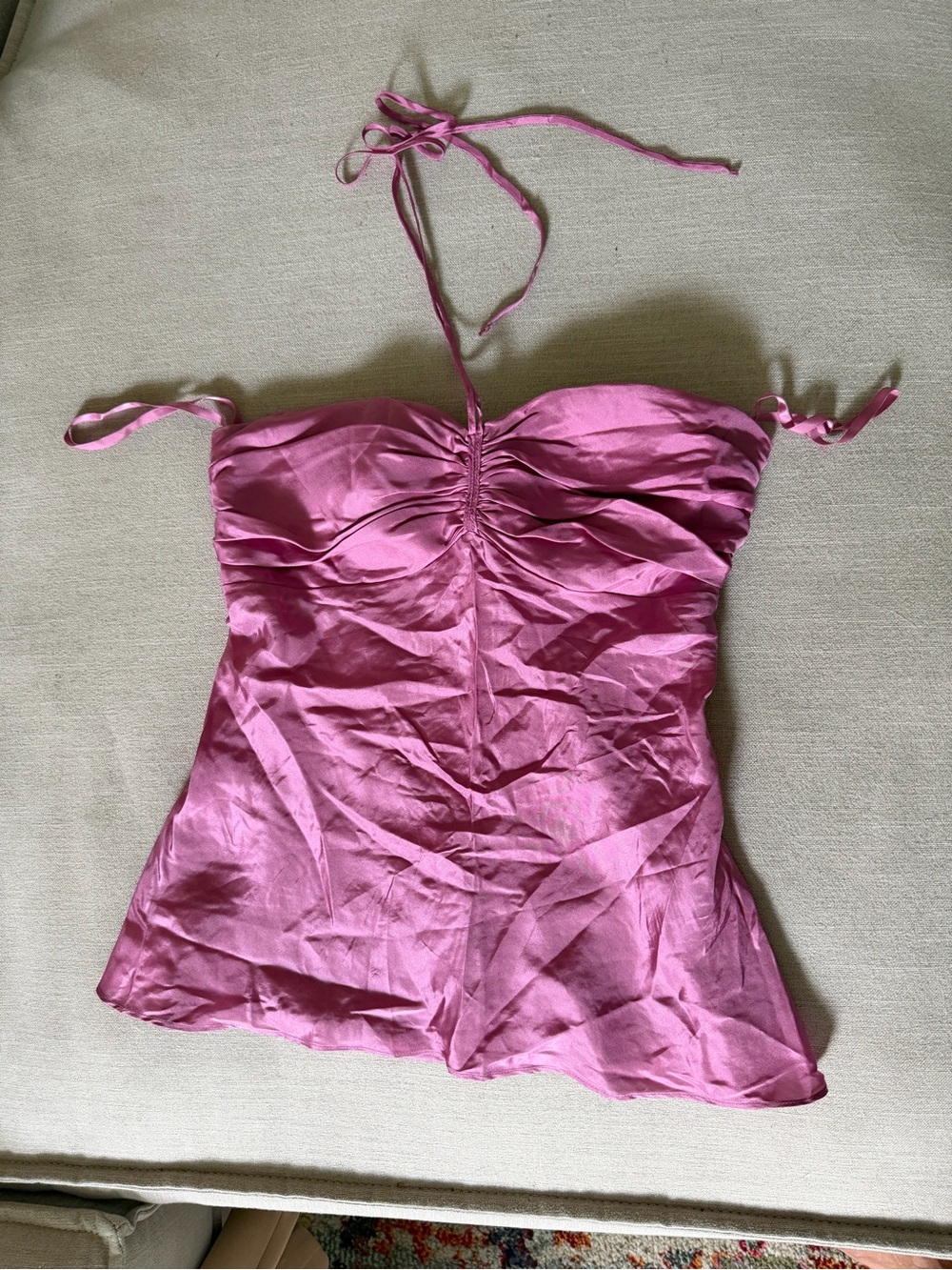 Arden B. Magenta Pink Silk Halter Women's Top
